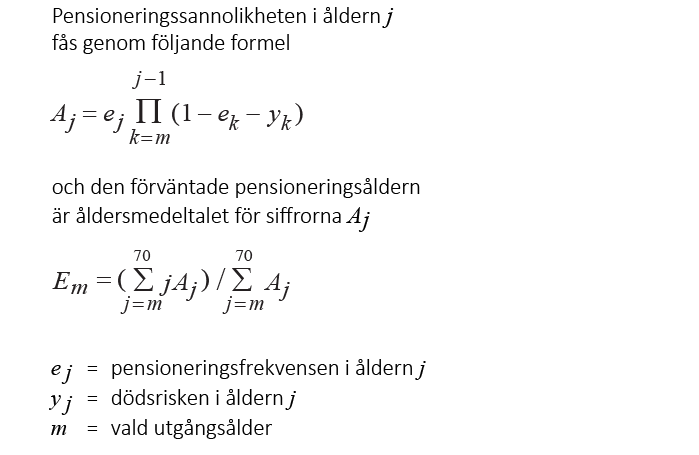 Formel för beräkning av den förvantade pensioneringsaldern