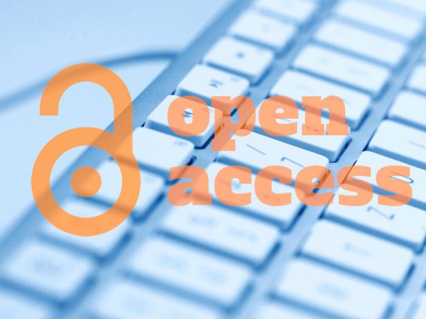 Tietokoneen näppäimistön päällä lukkokuvake ja teksti open access.